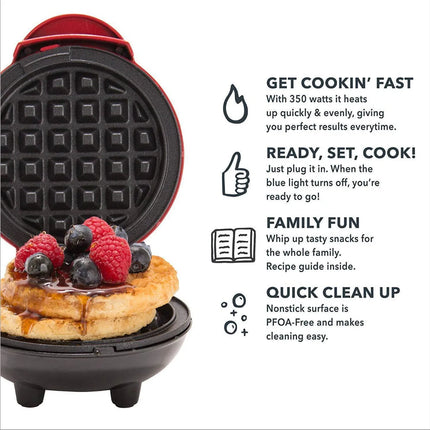 Mini Electric Waffle Maker Double-Sided Heating Household Sandwich Maker Breakfast Roaster Small Kitchen Dessert Cooking Machine