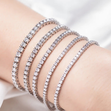 Customized 10K 14K 18K White Gold 3mm 3.5mm Stone Size CVD HPHT Lab Grown Diamond Jewelry Bracelet MSB-505