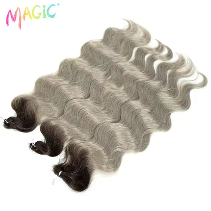 Magic Synthetic Hair Extensions 24inches 3PCS Body Wave Hair Bundles Ombre Blonde Color Tresses Fake Hair Accessories Cosplay