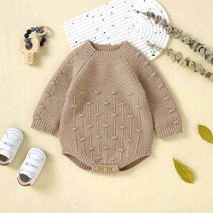 Baby Sweater Rompers Solid Color Knitted Toddler Long Sleeve Jumpsuit for Newborn Infant Cute Clothes
