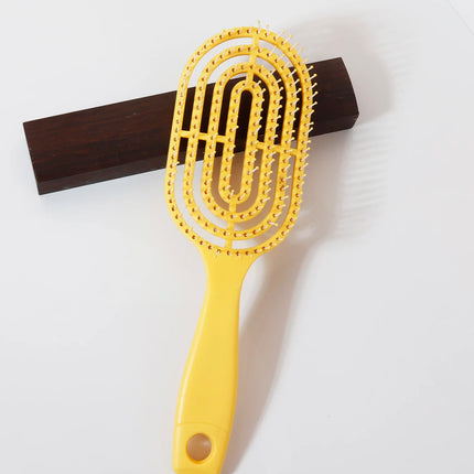 Relaxing Elastic Massage Comb Portable Hollow Comb Scalp Massage Brush Salon Styling Tool Oval Comb Special for real hair wigs