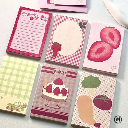 Strawberry Memo Pads Korean Style M5 Scrapbook Paper Journal Ins Tomato Notepad Grid Base Paper Decor Supplies