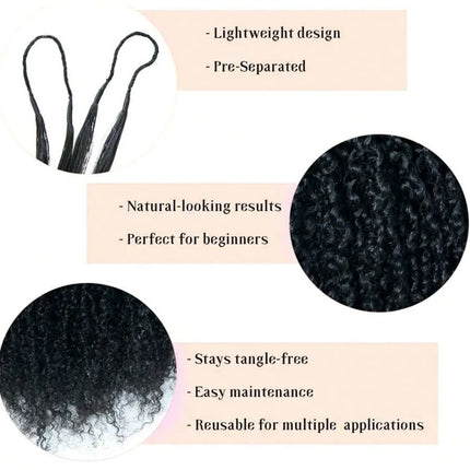 Crochet Human Hair Kinky Curly 120G Knotless Pre-Separated Curly Hair Lightweight Reusable Virgin Hair Extensions Natural Black