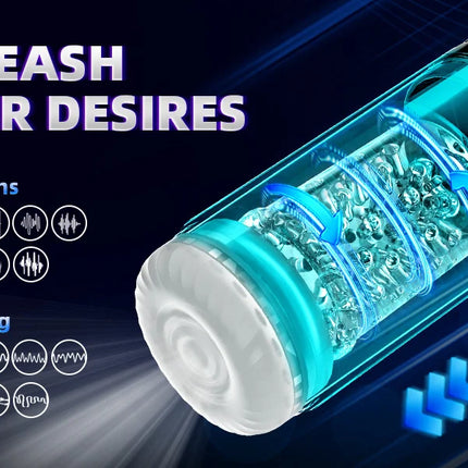 High Speed Automatic Thrusting Rotating Piston Stroker Masturbator Telescopic Vagina Blowjob Masturbation Sex Toys for Men 18