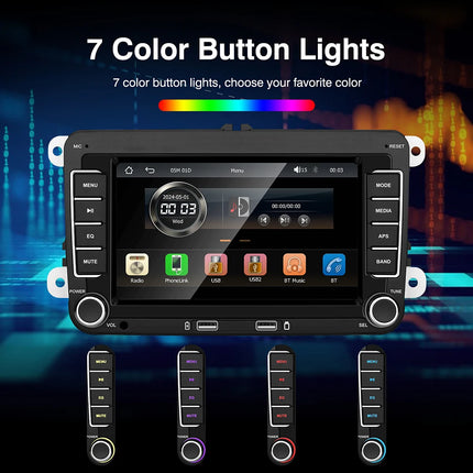 7" 2 Din HD Car Media Video RDS Airplay Car Radio CarPlay Android Auto Stereo Audio For Volkswagen/Seat/Skoda/Passat/Golf/Polo