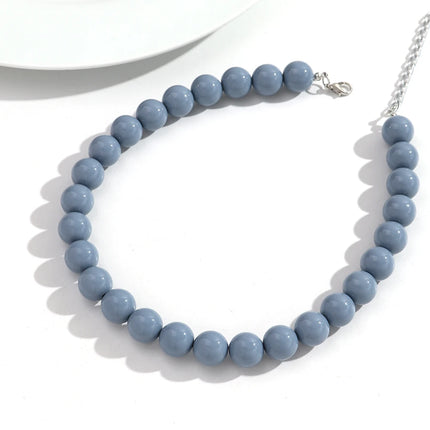 Boho Colorful Acrylic Big Ball Bead Chain Necklace Trendy Handmade Round Choker Necklaces for Women Man Statement Jewelry Gift