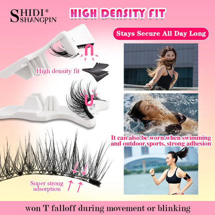 3D Fluffy Mink Magnetic Lashes Kit - 1 Pair Winged Anime Natural False Eyelash Extension No Glue Needed Magnet Band Makeup Tool