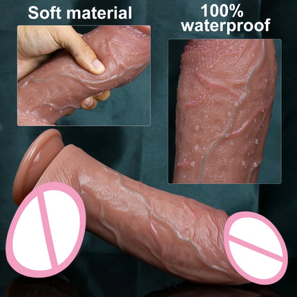 Realistic Flesh Skin Soft Thick Big Dildo Double Silicone Small Penis Woman Man Anal Sex Toy Suction Cup Dick Masturbators Cock