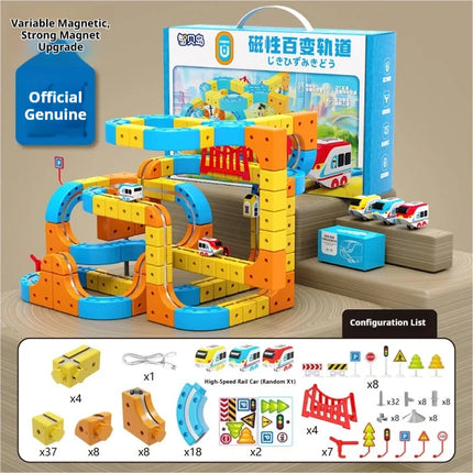 DIY Magic Transforming Magnetic Cube Track Set Electric Anti-Gravity High-Speed Train Model Toy Building Blocks Vehicle Track