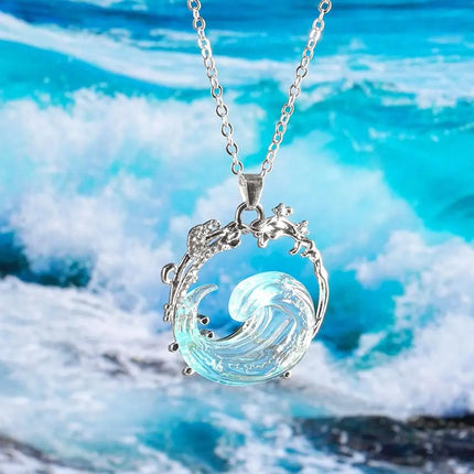 1/3PCS Ocean's Oath Wave Decorative Ring Necklace Earrings Jewelry Set For Women Gift Fashion Sky Blue Decoration Jewelry Gift