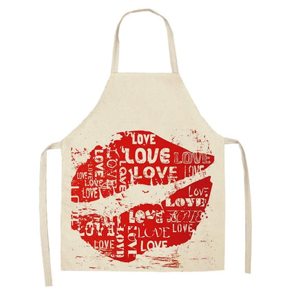 Nail Polish Lipstick Kitchen Cotton Linen Apron Bib Home Cleaning  Ladies  Cooking Picnic