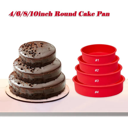 Silicone Cake Pan, Non-stick Silicone Round Cake Mold for Baking, Silicone Baking Pan Set for Cake,cheesecake and Chocolate Cake