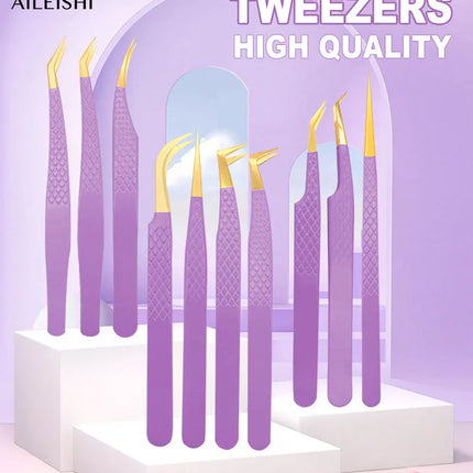 AILEISHI Eyelashes Tweezers Stainless Steel Superhard Tweezers High Precision Anti-static Tweezers For Eyelash Extensions Tools