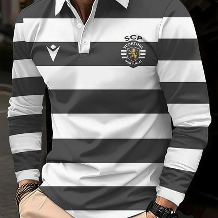 The new men's POLO shirt for Spring and Autumn 2025 is skin-friendly soft casual and fashionable with striped prints
