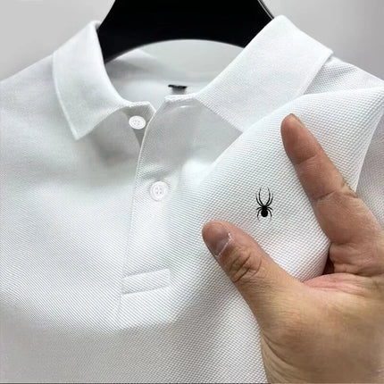 Summer new men's polo collar shirt, casual and versatile, high-quality short sleeved printed multi-color T-shirt top for business