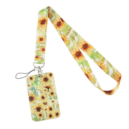 New Sakura Cherry Blossoms Flower lanyard card ID Badge Holder Keychain Pass Gym Mobile Kids Key Holder Key Rings Gift