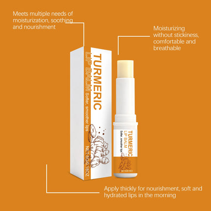 Turmeric Lip Balm Moisturizer Anti-Cracking Remove Dark Lightening Melanin Lip Gloss Exfoliating Soothing Hydrating Lip Stick