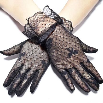 1Pair Women Sexy Lace Long Glove Fingerless Fishnet Mesh Punk Disco Mittens Clubwear Dance Cosplay Party Costumes Glove