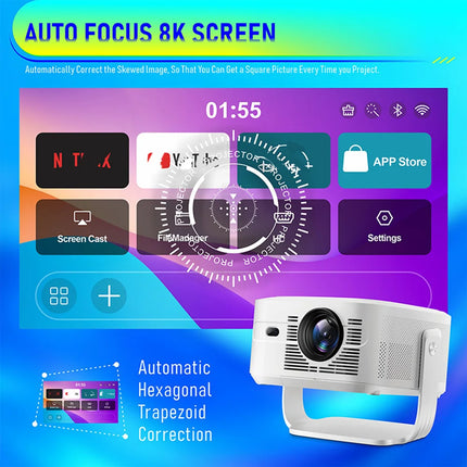 Velec HY450 Max Projector 1100 ANSI Native 1080P 8K Decoding Android 14 Auto Focus Keystone Voice Control BT5.4 Home Theater
