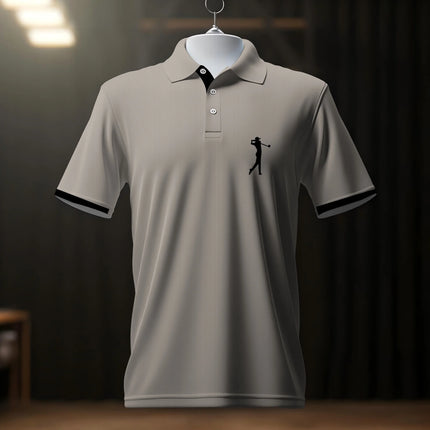 Summer Men's Golf-themed 3D Digital-print Short-sleeved Polo Outdoor Golf Shirt with Collar and Placket, Casual Sportswear Top
