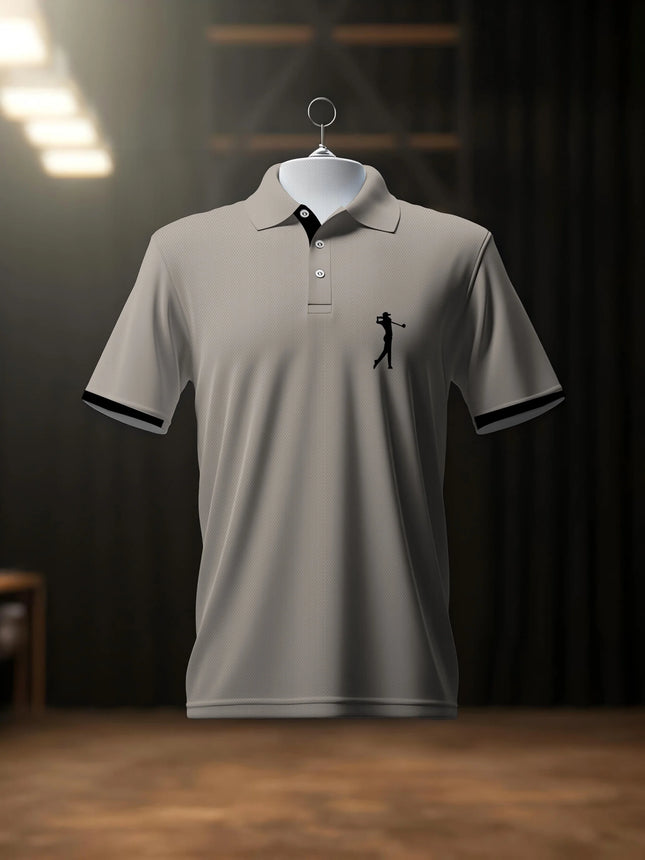 Summer Men's Golf-themed 3D Digital-print Short-sleeved Polo Outdoor Golf Shirt with Collar and Placket, Casual Sportswear Top
