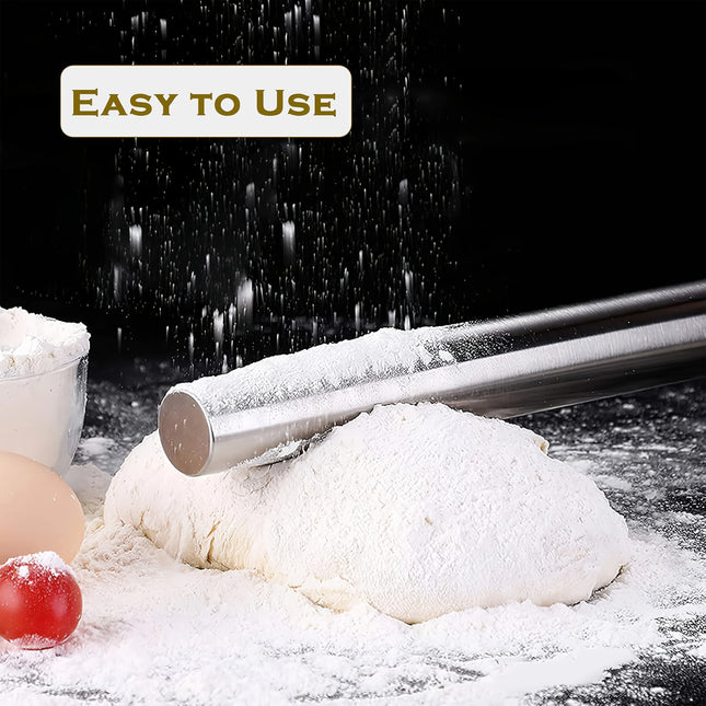Stainless Steel Rolling Pin Kitchen Utensils Dough Roller Bake Pizza Noodles Cookie Dumplings Making Non-stick Baking Tool