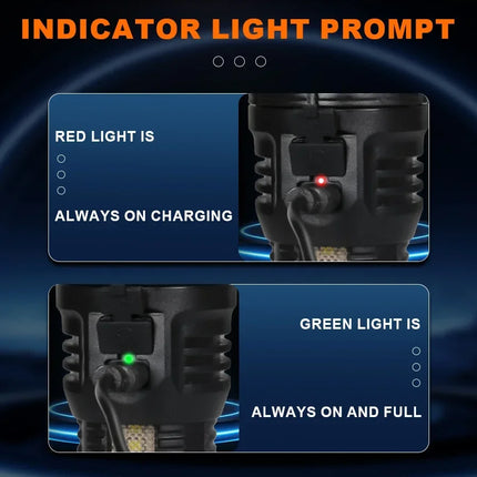 Powerful 3/9LED Flashlights USB Rechargeable High-Lumen Handheld Torch with Pen Clip Outdoor Magnetic Work Light Lantern