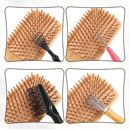 5-Piece Comb and Brush Cleaner Tool Set - Hair Brush Rake, Cleaning Brush, Maintenance Comb for Home and Salon