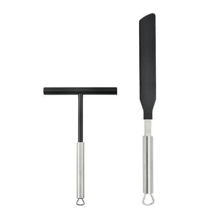 Stainless Steel French Crepe Spreader Crepe Spreader and Spatula Kit Pancake Like Batter Spreading Tools Pancake Cooking Tools