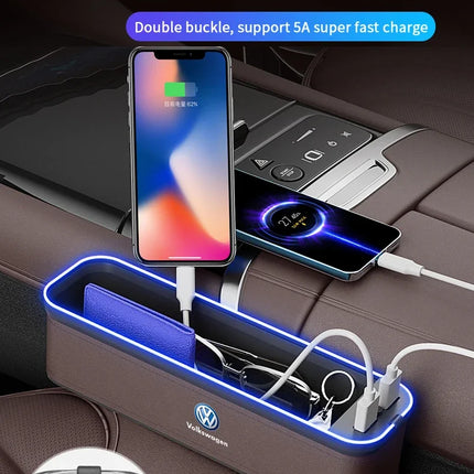 Car USB Charging Multifunction Seat Crevice Storage Box For Volkswagen Amarok Tiguan Polo Jetta GTI Golf Passat Touareg Magotan