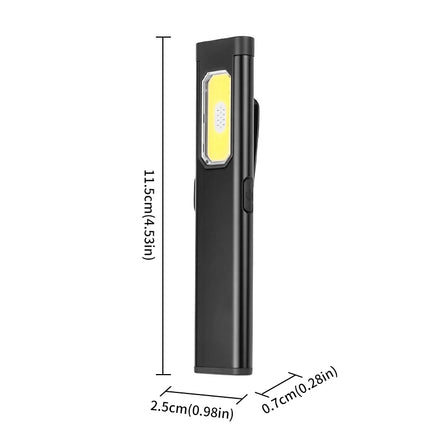 New Portable Aluminum alloy COB LED Flashlight with Magnetic Tail, USB Charging and Clip for Outdoor Work Light Hiking and campi