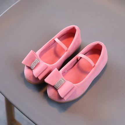 Little Girl Leather Shoes Simple Fashion Children Princess Shoes Solid Color Flats Causal Kids Versatile Bowtie Loafers Moccasin