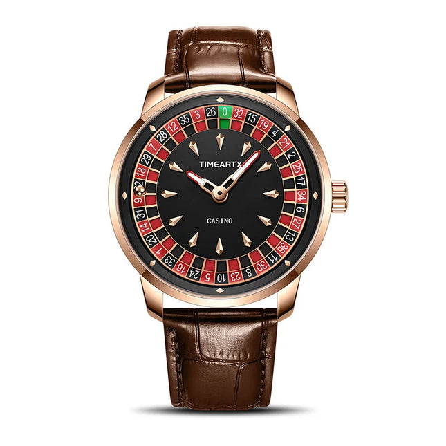 TIMEARTX Men's Watch New European Roulette Design Poker Game Fashion Quartz Movement Stainless Steel Wristwatch father day gifts