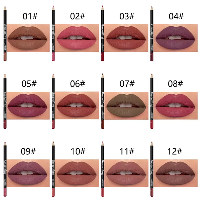 12 Pcs Long-Lasting Lipstick Set with Professional Lip Liner Pencil and Matte Lip Gloss for Women Valentine's Day Gifts