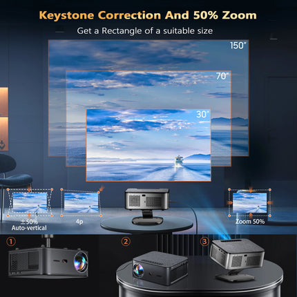 XIWBSY 2025 New T08 Projector 35000Lumens Moive Daylight Projector Android 12.0 Smart Proyector 8K Decode AutoFocus Projector