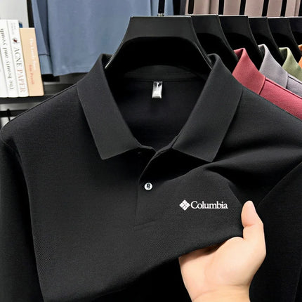High-end brand Polo shirt, long-sleeved, fashionable printed men's top, spring, 100% cotton, skin-friendly, comfortable, casual T-shirt