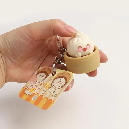 1/2Pcs Decompression Bun Clicker Keychain Mini Steamed Bun Stress Relief Toy Pendant Backpack Hanging Decoration·
