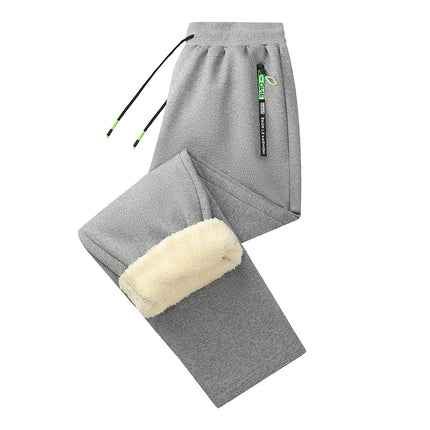 Winter Mens Sweatpants EU Size Thick Warm Fleece Lined Loose Joggers Sportswear Zip Pockets Casual Outdoor Track Pants Plus Size