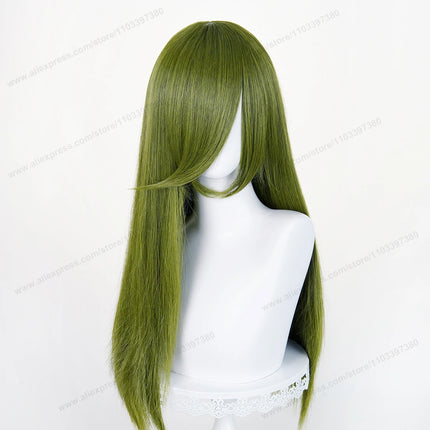 60cm Long Straight Cosplay Synthetic Wig With Bangs Golden Yellow Green Blonde Purple Heat Resistant Hair Anime Wigs + Wig Cap