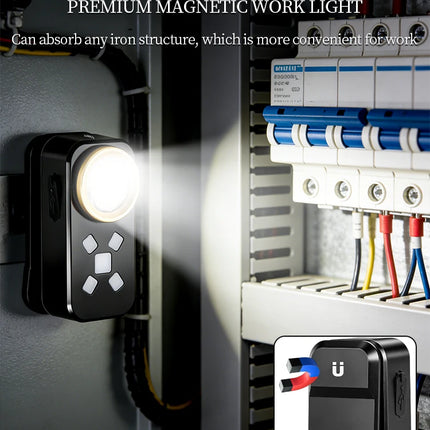 EDC Flashlight USB Charging Magnetic Clip Work Light LED Strong Light Torch Red Blue Warning Light for Outdoor Camping Hiking
