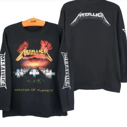 New metal rock band Metallica retro long sleeved 3D printed fan T-shirt shirt men's and women's fashionable street American top