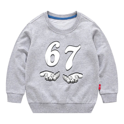 67 Six Seven Funny Digital Print Sweatshirt For Boys Girls 3-12Years Kids Cartoon Sports Hoodie Caual long Sleeve Tshirt