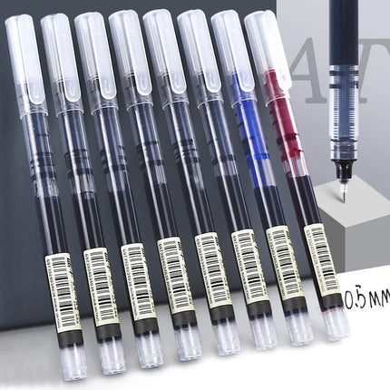 10Pcs Straight Liquid Writing Gel Pens Quick-drying Large-capacity Black Blue Ink For Writing School Office Stationery Supplies