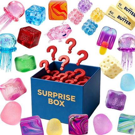 Squishy Surprise Blind Box - Dr Pepper Themed Fidget Squeeze Toy, Portable Stress Relief Sensory Cube Mystery Gift
