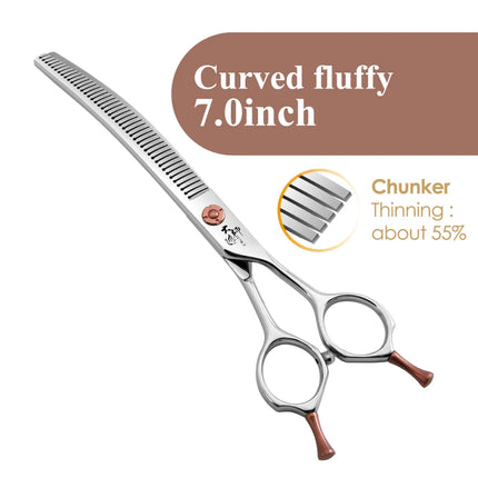 Fenice Japanese Steel 7 Inch Professional Pet Dogs Grooming Scissors Kit Straight&Curved &Thinner&Chunker&Fluffy Shear Scissors