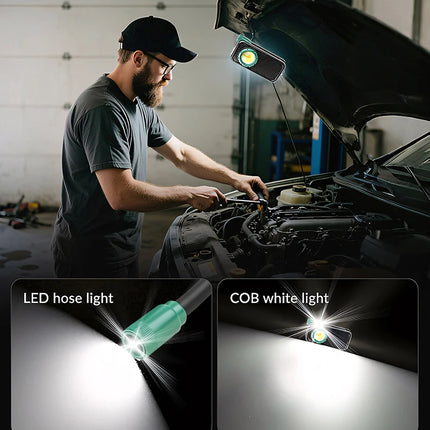 COB Work Light Flexible Hose Flashlight USB Charging Magnetic Car Repair Light with Back Clip Ideal for Working Camping Fishing