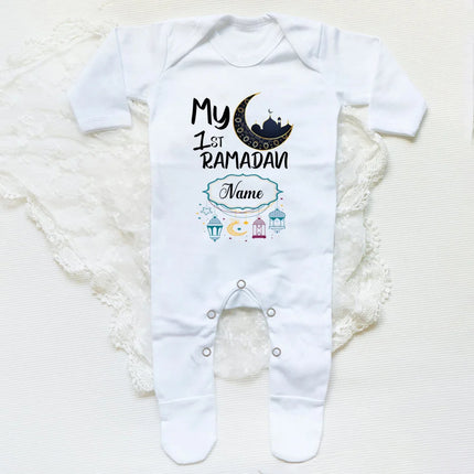 Personalized Baby First Ramadan Bodysuit Infant Long Sleeve Romper Eid Ramadan Islamic Muslim Newborn Keepsake Outfit Jumpsuit