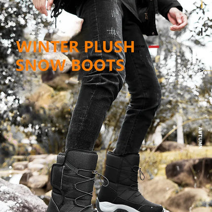Brand Men's Winter Shoes Waterproof Men's Boots Warm Plush Couple Snow Boots Outdoor Non-slip Hiking Boots Men Work Ankle Boots