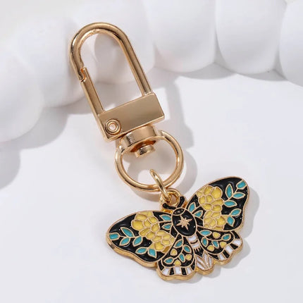 Colourful Flying Insect Butterfly Moth Enamel Keychain Lovely Animals Key Ring For Friends Entomologist Good Handmade Gift