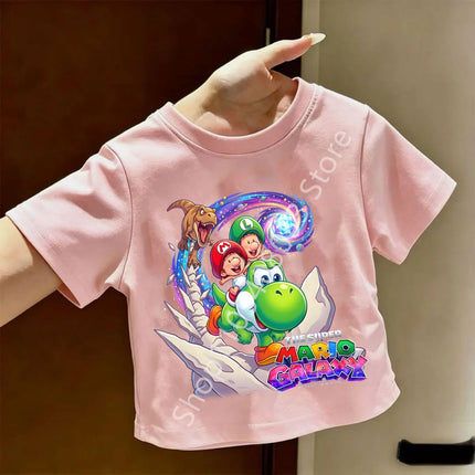 Super Marios T-shirt for Children Cartoon Anime Clothes Round Collar Clothing Short Sleeve Kid Summer Tee Top